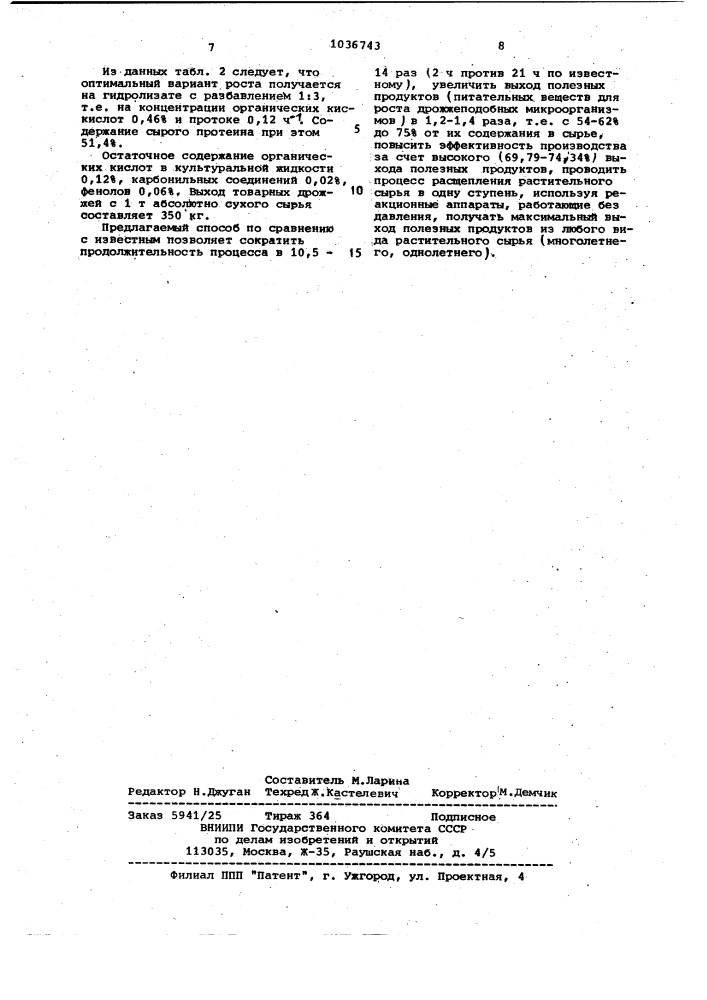 Способ получения гидролизата растительного сырья (патент 1036743)