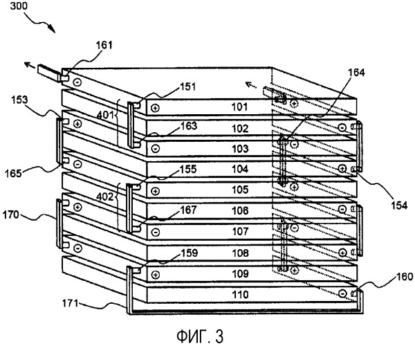 Блок аккумуляторных батарей, имеющих конфигурацию с чередующейся ориентацией (патент 2342743)