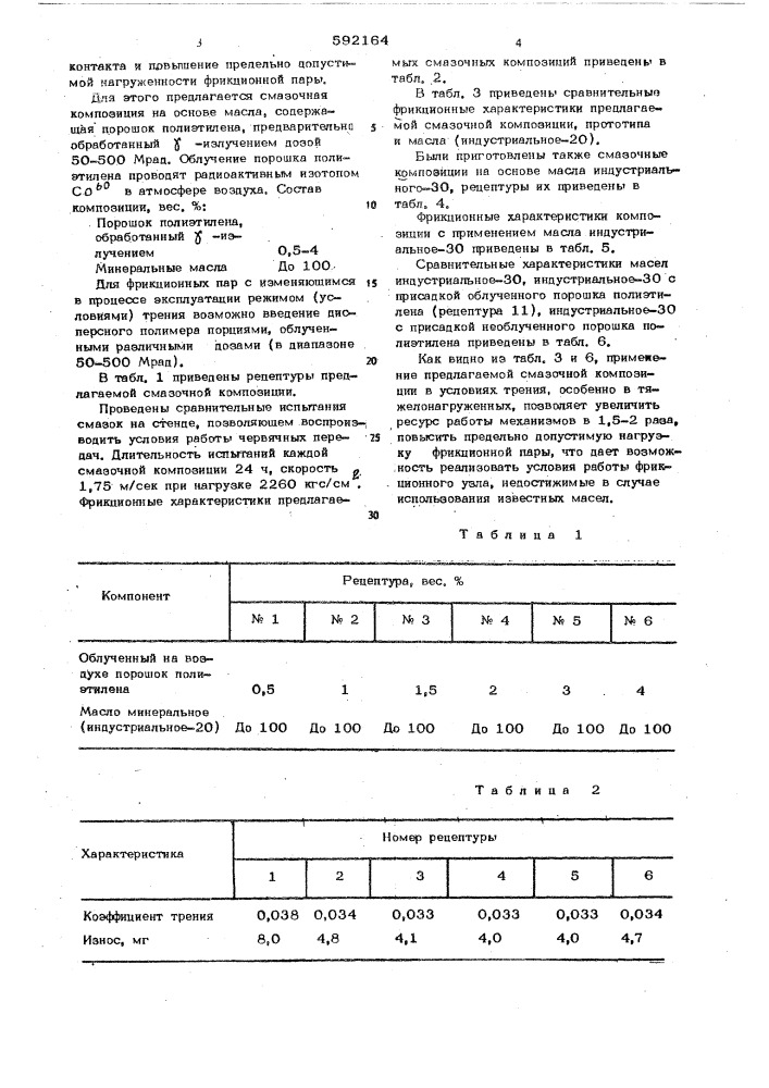 Смазочная композиция (патент 592164)