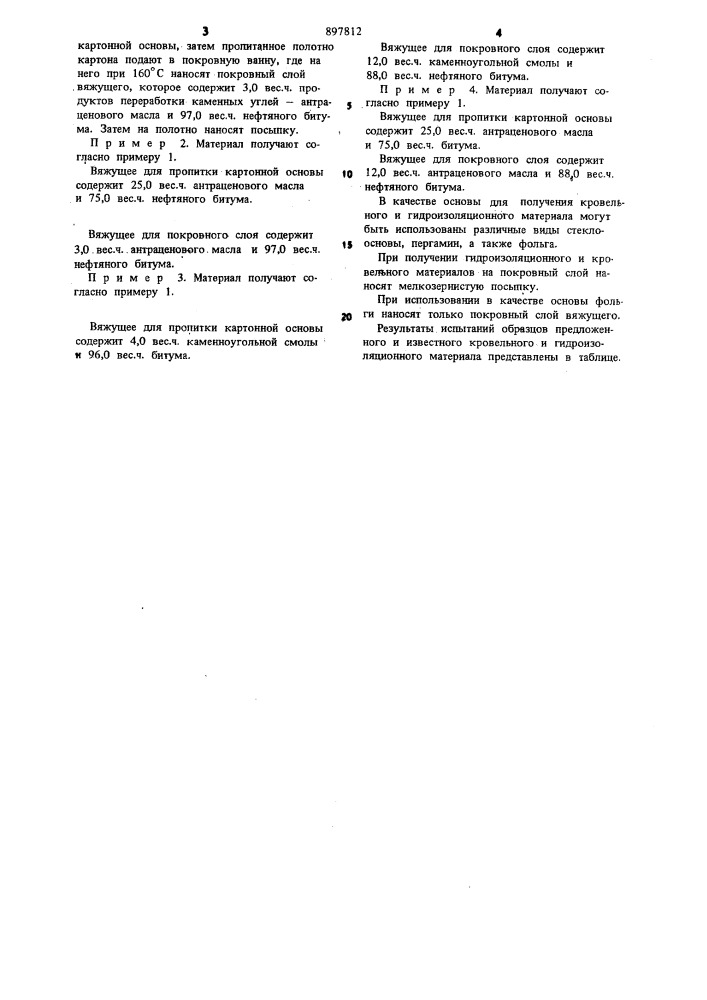 Кровельный и гидроизоляционный материал (патент 897812)