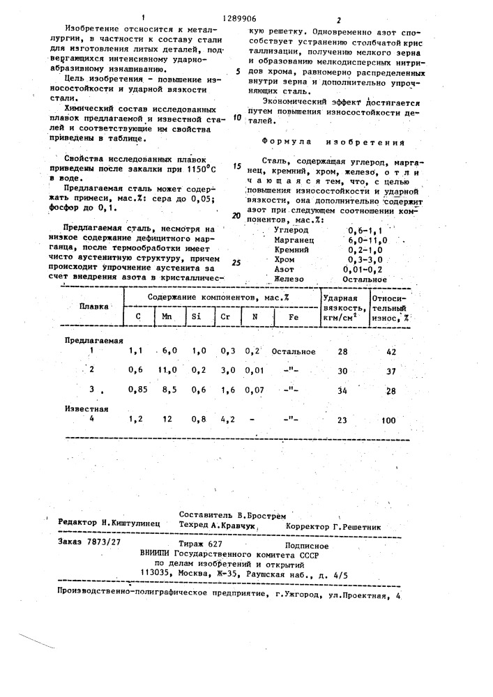 Сталь (патент 1289906)