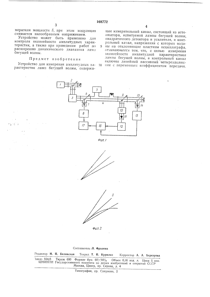 Устройство для измерения амплитудных характеристик ламп бегущей волныг.(:г^&gt;&amp;10зпдя11 ^'^tcsn.^o- ., '' (патент 168772)