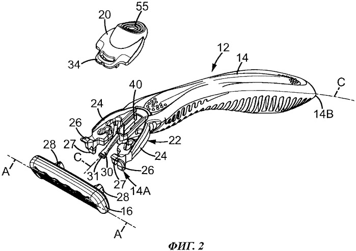 Ручка станка для бритья, соединяемая разъемным образом с картриджем, и станок для бритья с такой ручкой (патент 2486050)