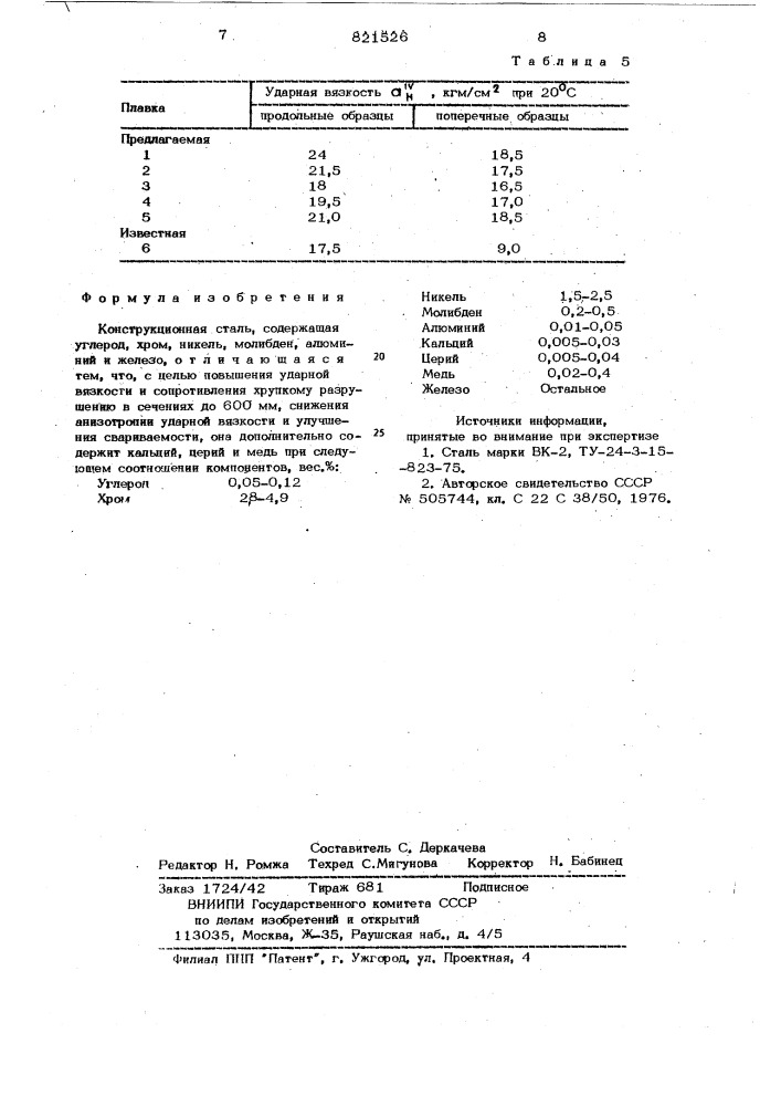 Конструкционная сталь (патент 821526)