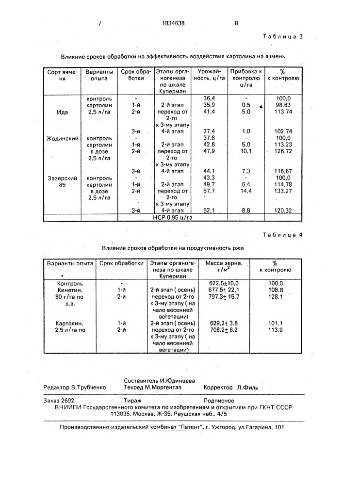 Способ регулирования роста зерновых культур (патент 1834638)