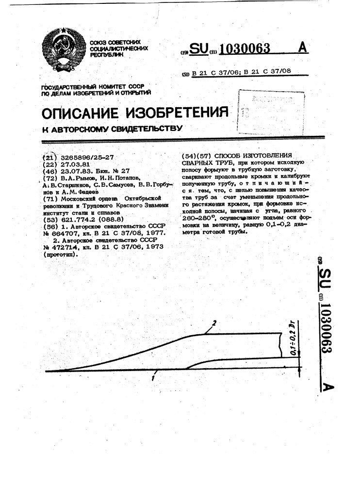 Способ изготовления сварных труб (патент 1030063)