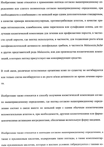 Противоперхотные композиции, содержащие пептиды (патент 2491052)