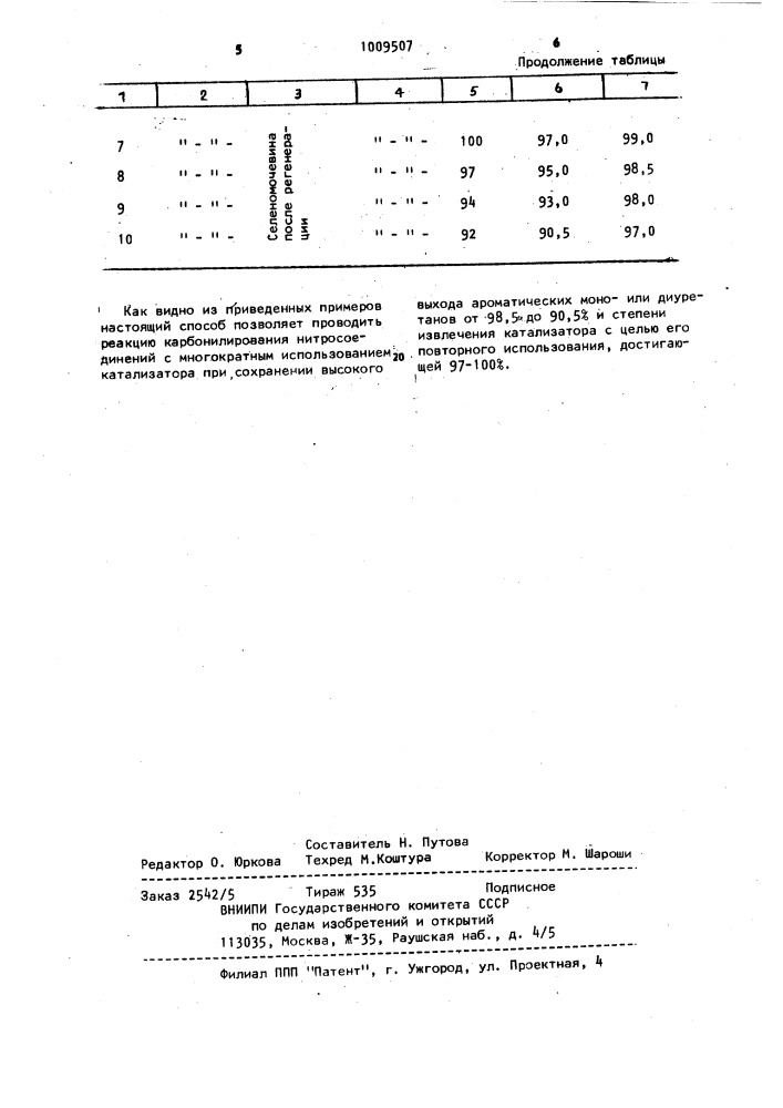 Способ регенерации селеномочевины из уретановых смесей (патент 1009507)