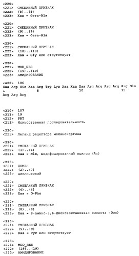 Лиганды рецепторов меланокортинов (патент 2401841)