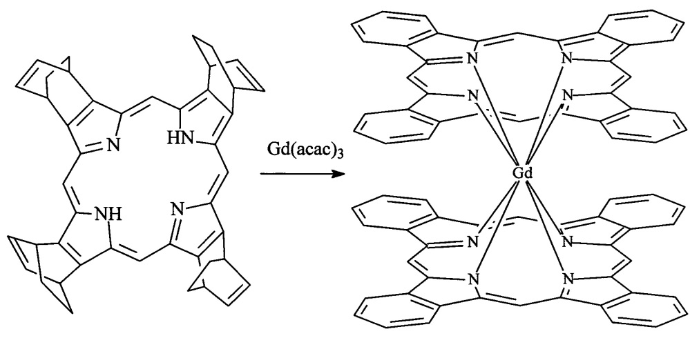 Способ получения двухпалубного комплекса гадолиния с тетрабензопорфирином (патент 2649402)