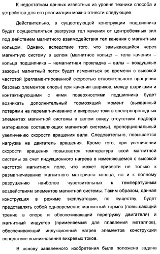 Способ магнитной разгрузки тел качения от действия центробежных сил в опорах вращения и опора вращения для его осуществления (варианты) (патент 2348839)