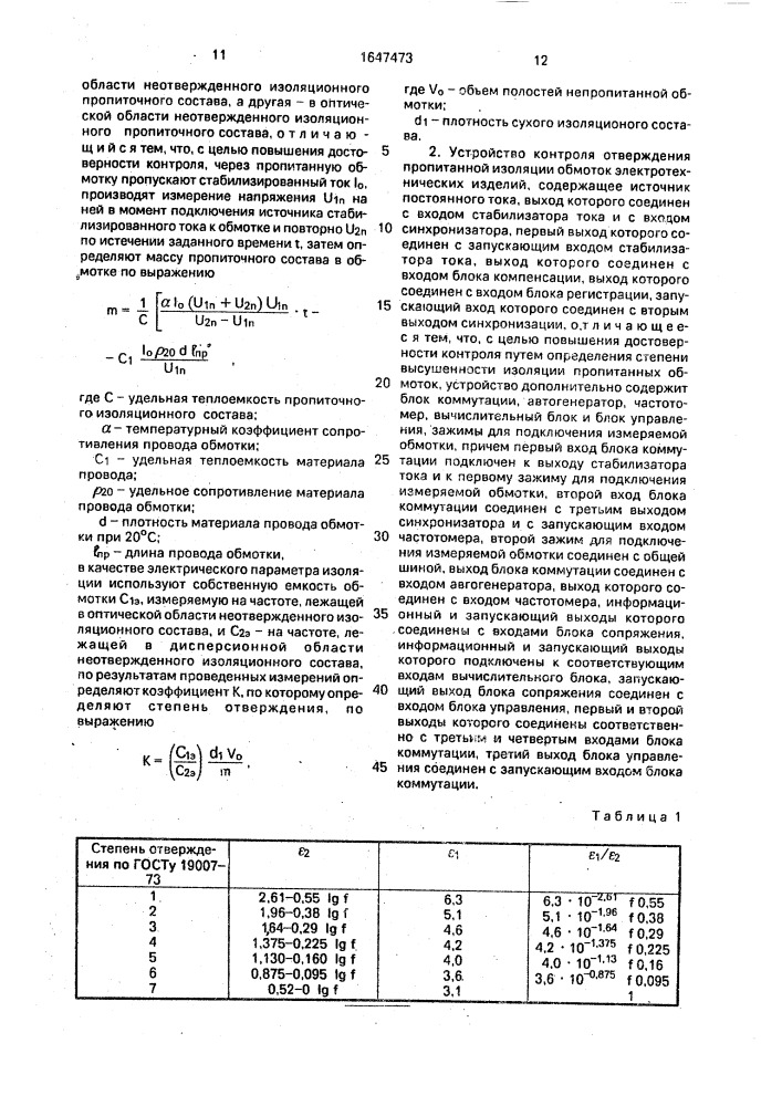 Способ контроля отверждения пропитанной изоляции и устройство для его осуществления (патент 1647473)