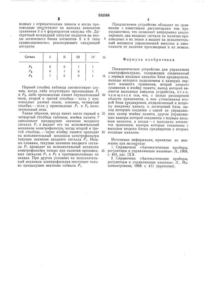 Пневматическое устройство для управления электрофильтрами (патент 552588)