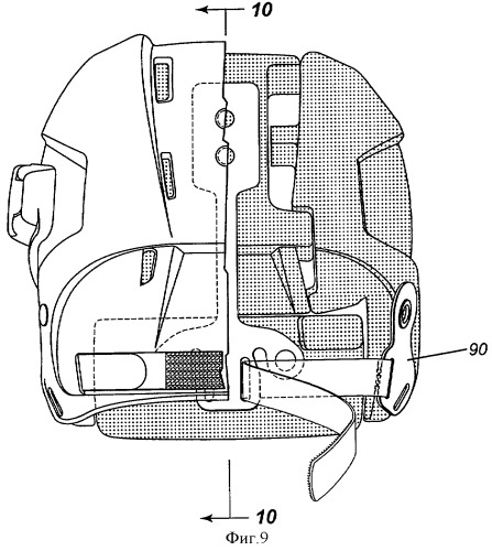 Хоккейный шлем, содержащий затылочный регулировочный механизм (патент 2350236)