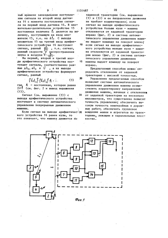 Способ управления курсом движения машины (патент 1131487)