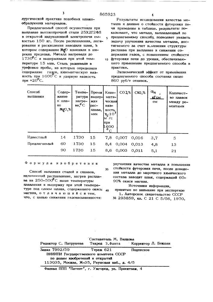 Способ выплавки сталей и сплавов (патент 865923)