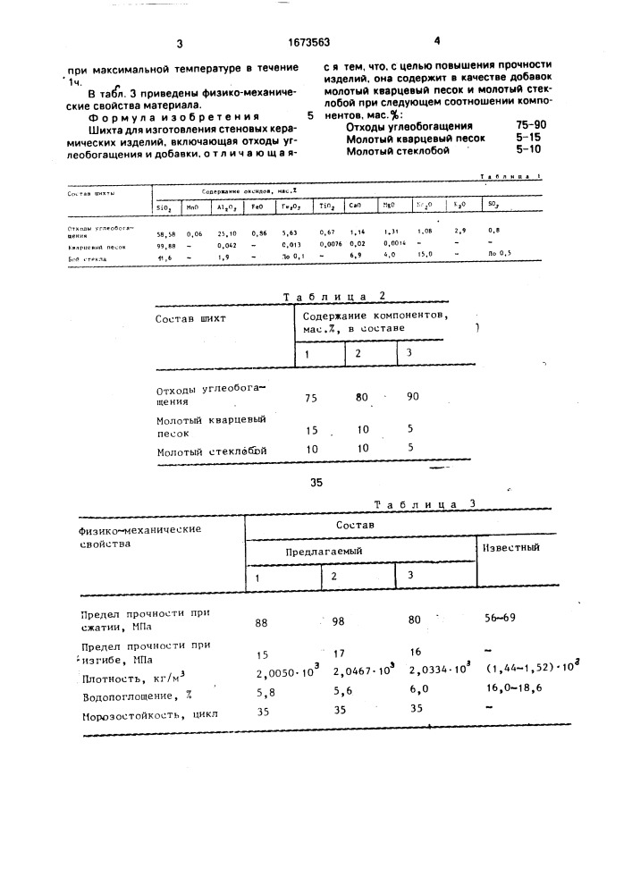 Шихта для изготовления стеновых керамических изделий (патент 1673563)