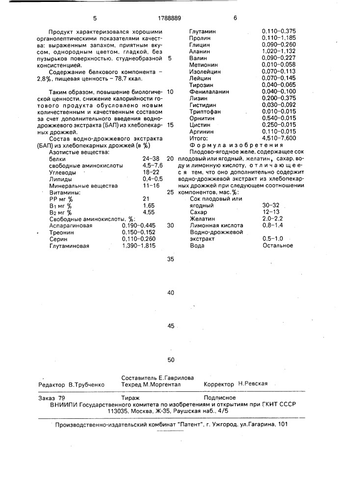 Плодово-ягодное желе (патент 1788889)