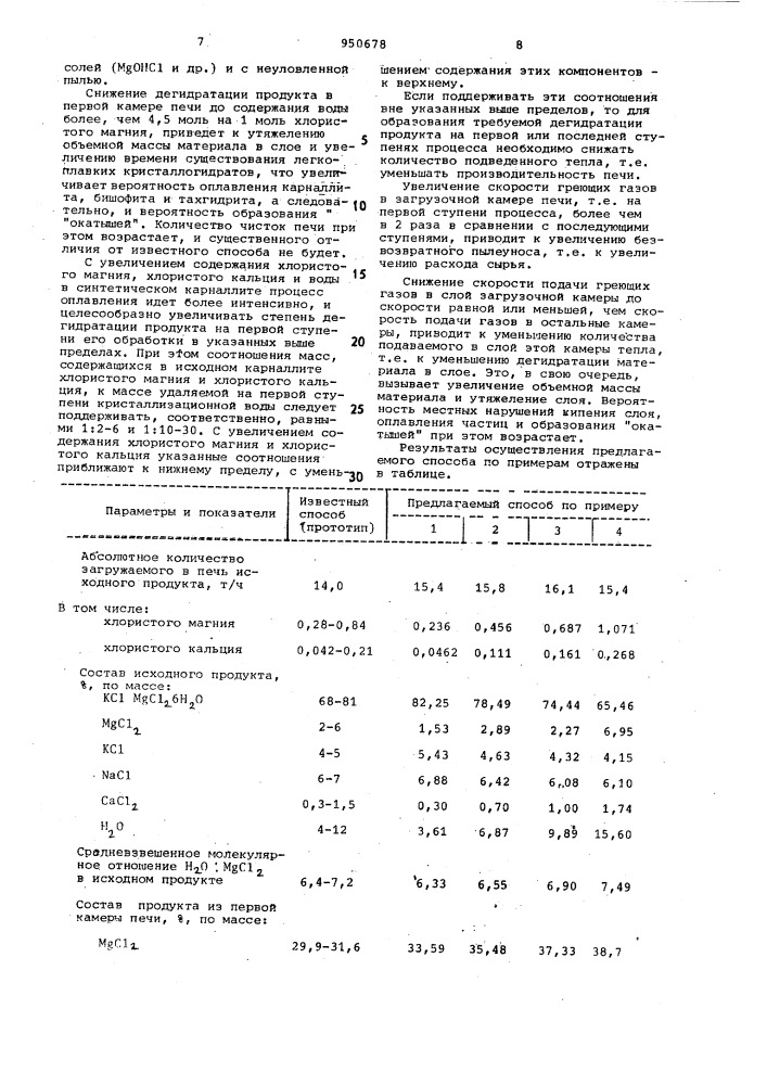 Способ обезвоживания синтетического карналлита, содержащего хлористый магний (патент 950678)