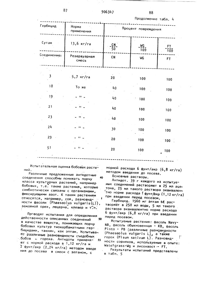 Антидотная гербицидная композиция (патент 906347)