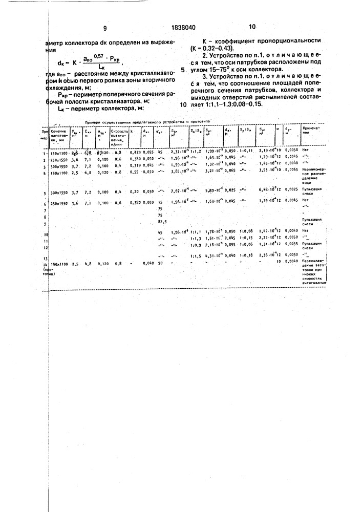 Устройство для охлаждения непрерывнолитых заготовок (патент 1838040)