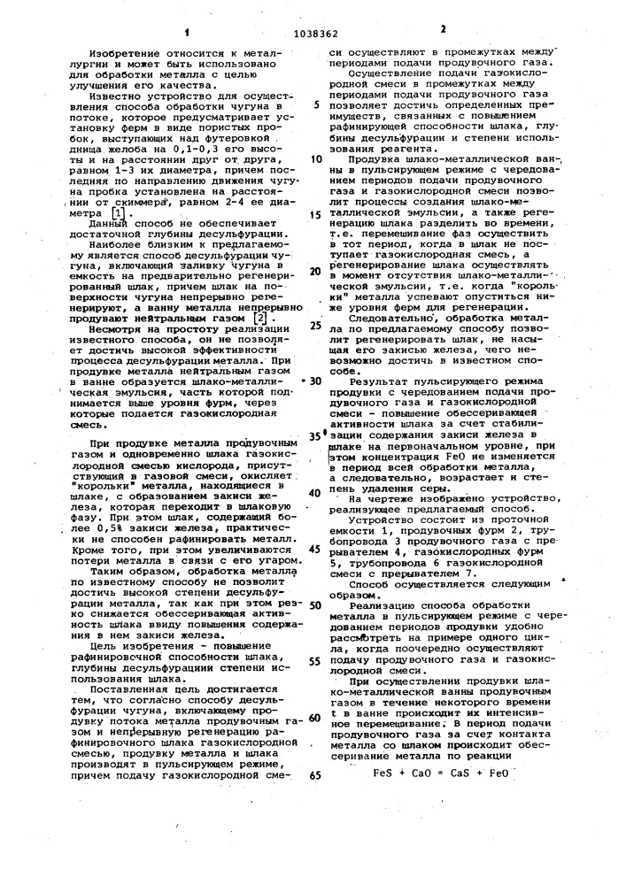Способ десульфурации чугуна (патент 1038362)