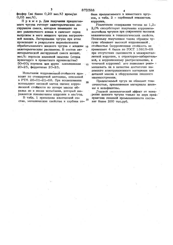 Чугун (патент 872588)