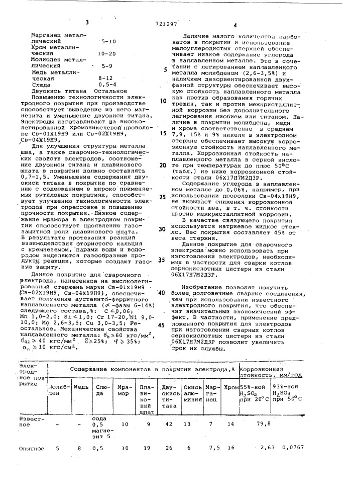 Состав электродного покрытия (патент 721297)