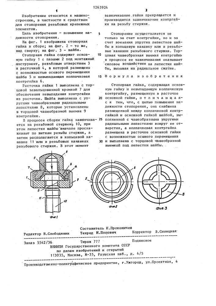 Стопорная гайка (патент 1263924)