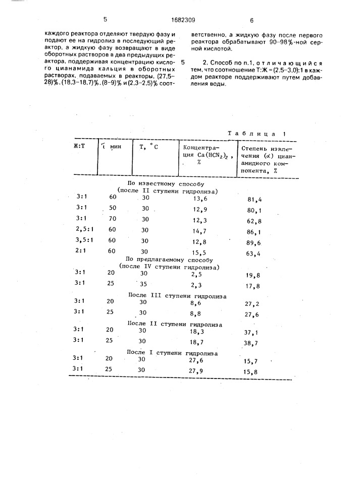 Способ получения раствора свободного цианамида (патент 1682309)