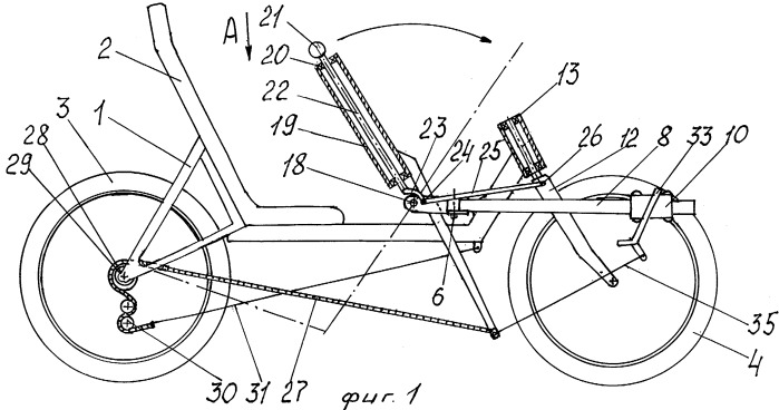Велосипед с движением академической гребли (патент 2402451)
