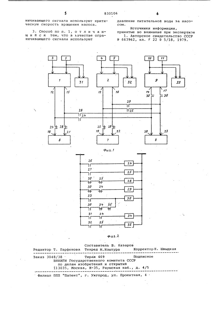 Способ автоматического регулиро-вания подачи питательной воды (патент 830106)