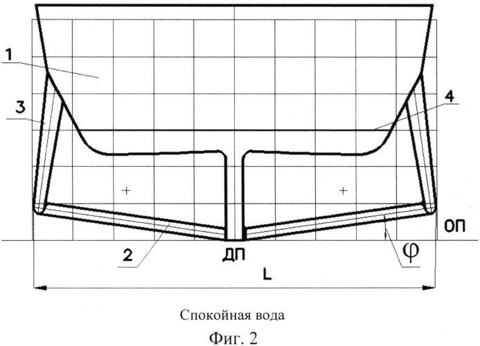 Устройство стабилизации движения надводного однокорпусного водоизмещающего быстроходного судна (патент 2562086)