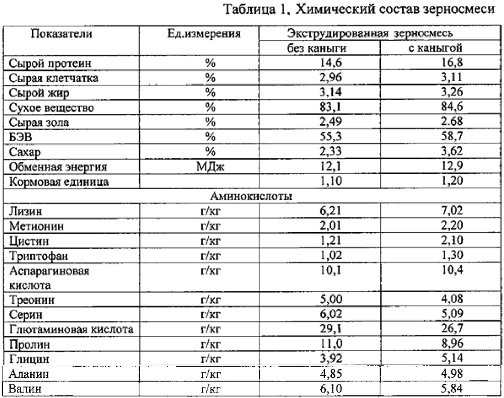 Экструдированная зерносмесь с каныгой для откорма овец (патент 2623482)