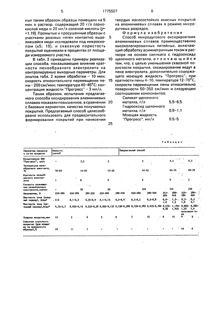 Способ микродугового оксидирования алюминиевых сплавов (патент 1775507)