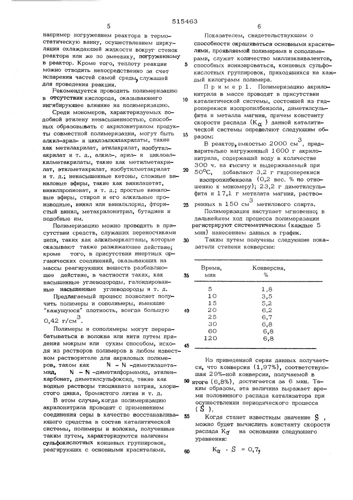 Способ получения полимеров на основе акрилонитрила (патент 515463)