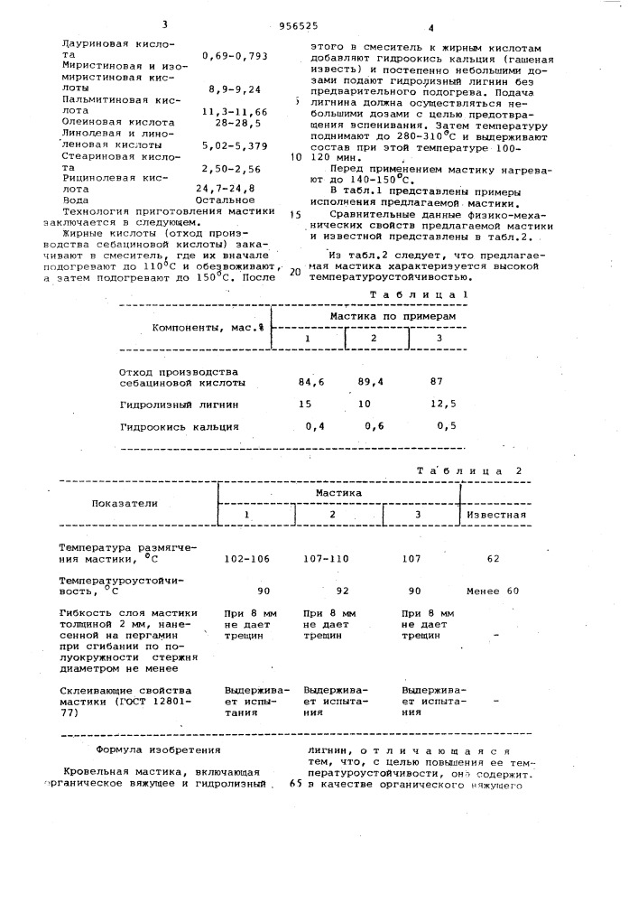 Кровельная мастика (патент 956525)