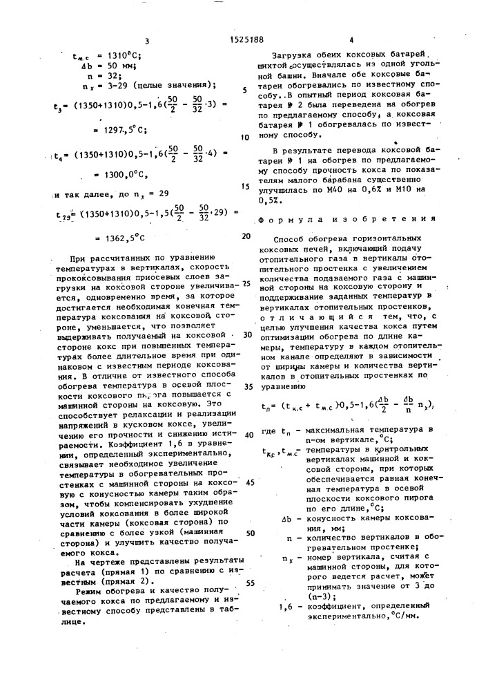 Способ обогрева горизонтальных коксовых печей (патент 1525188)