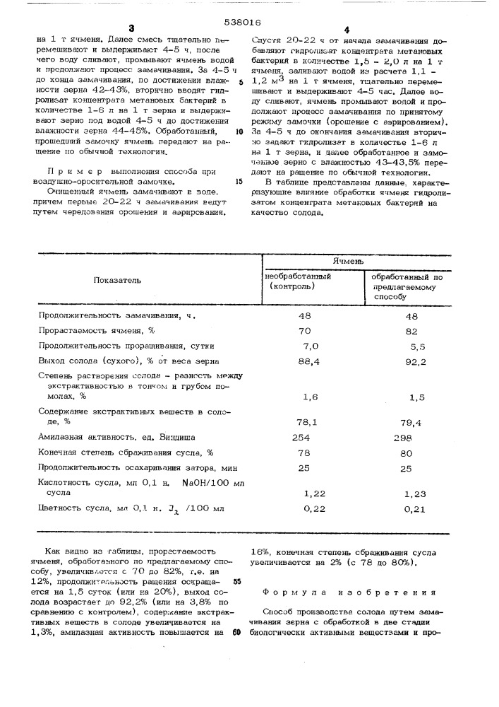 Способ производства солода (патент 538016)