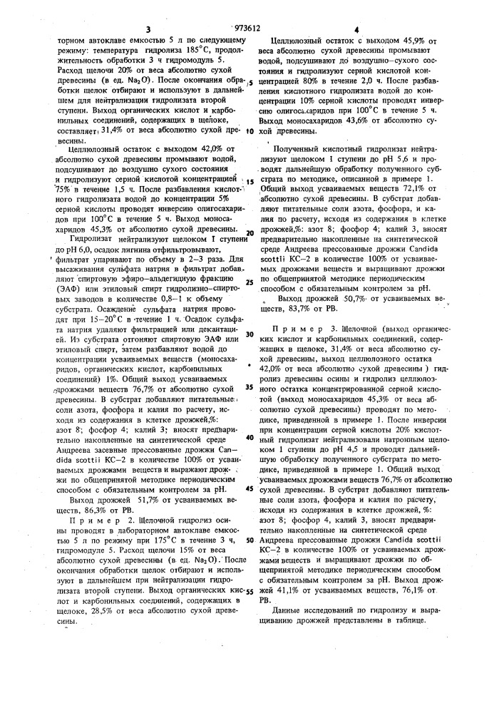 Способ получения питательного субстрата для производства кормовых дрожжей (патент 973612)