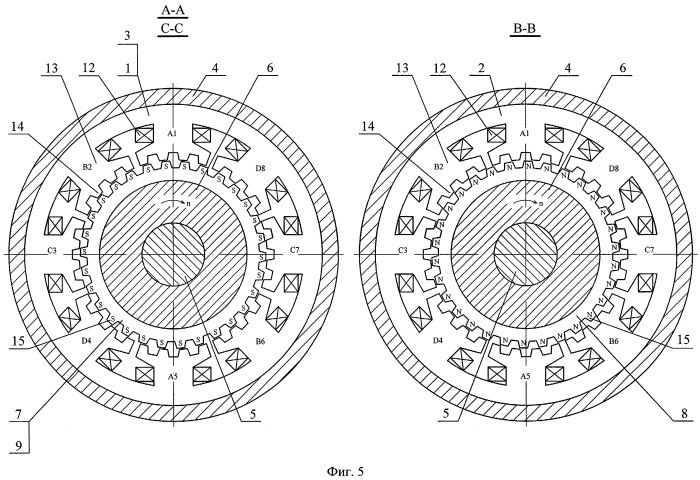 Бесконтактная редукторная электрическая машина с электромагнитным возбуждением (патент 2407134)