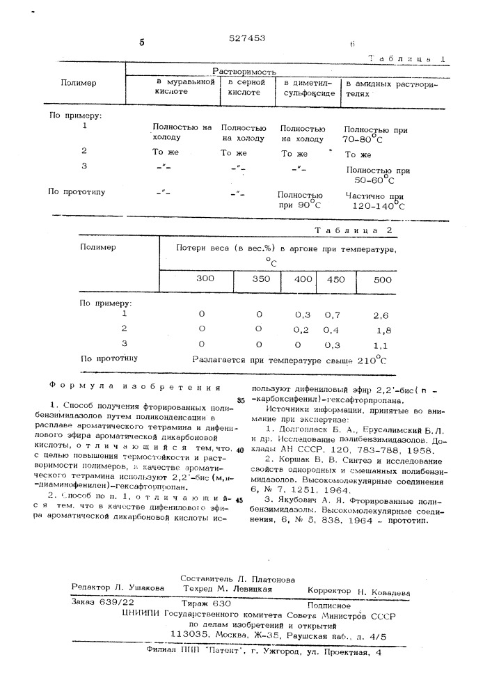 Способ получения фторированных полибензимидазолов (патент 527453)