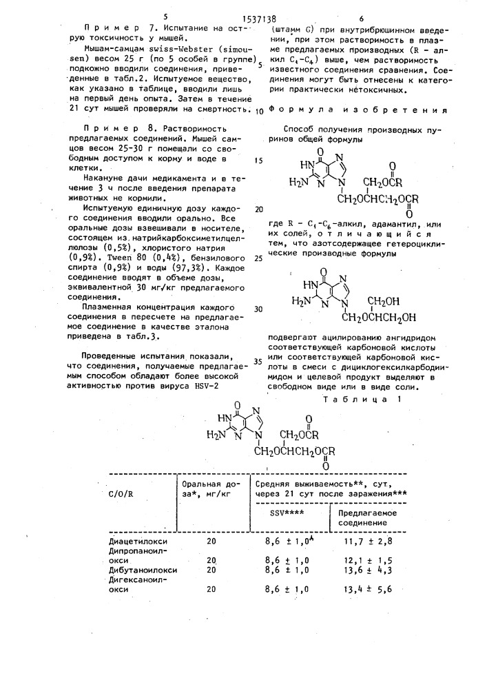 Способ получения производных пуринов или их солей (патент 1537138)