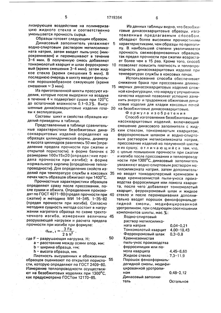 Способ изготовления безобжиговых динасокварцитовых изделий (патент 1719364)