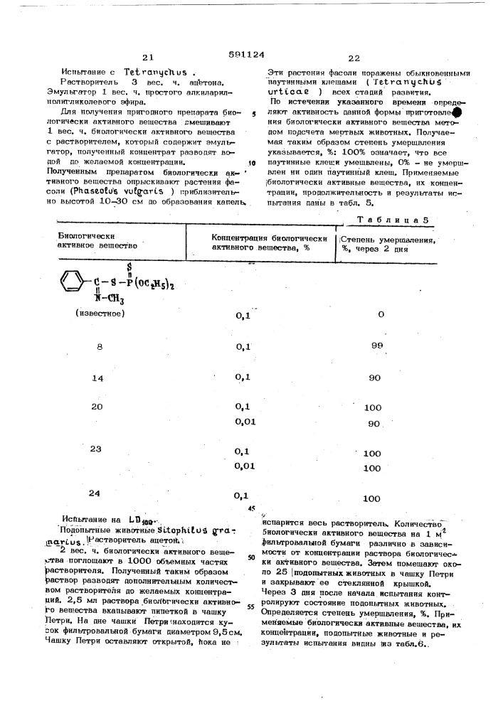 Способ борьбы с насекомыми и клещами (патент 591124)