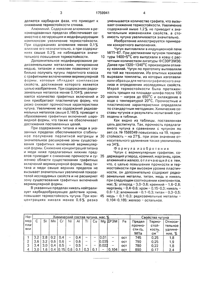 Чугун с вермикулярным графитом (патент 1759941)