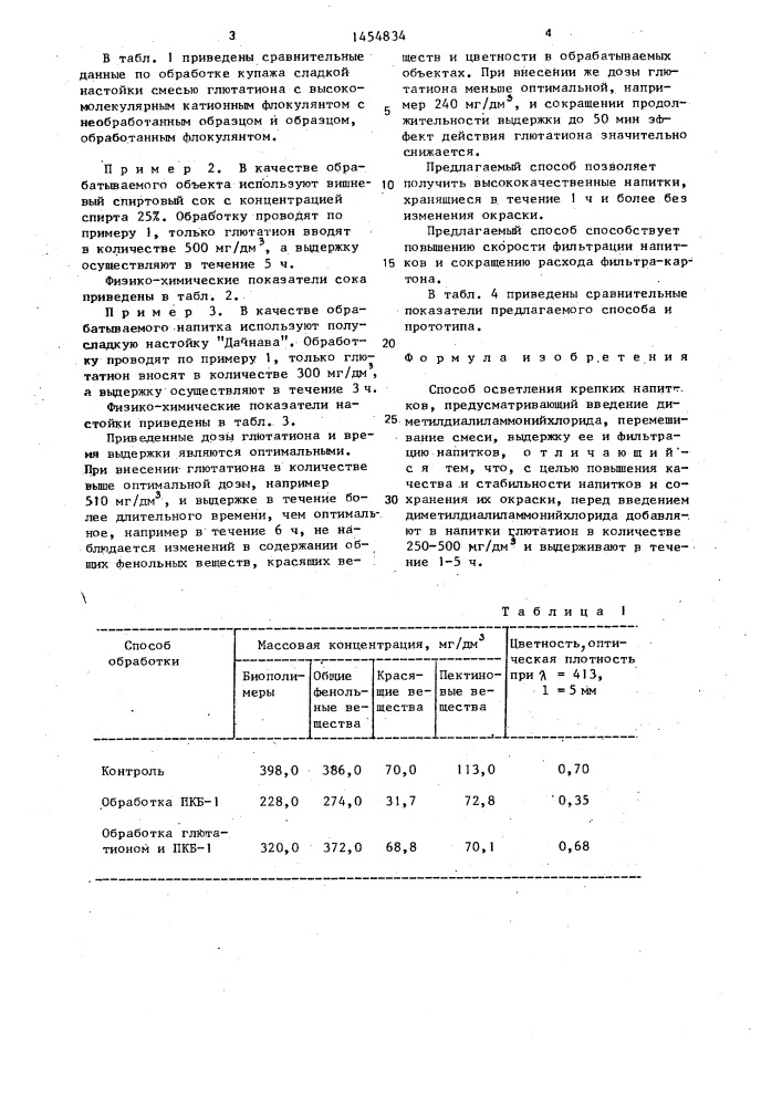 Способ осветления крепких напитков (патент 1454834)