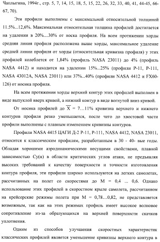 Стреловидное крыло самолета и аэродинамический профиль (варианты) (патент 2406647)