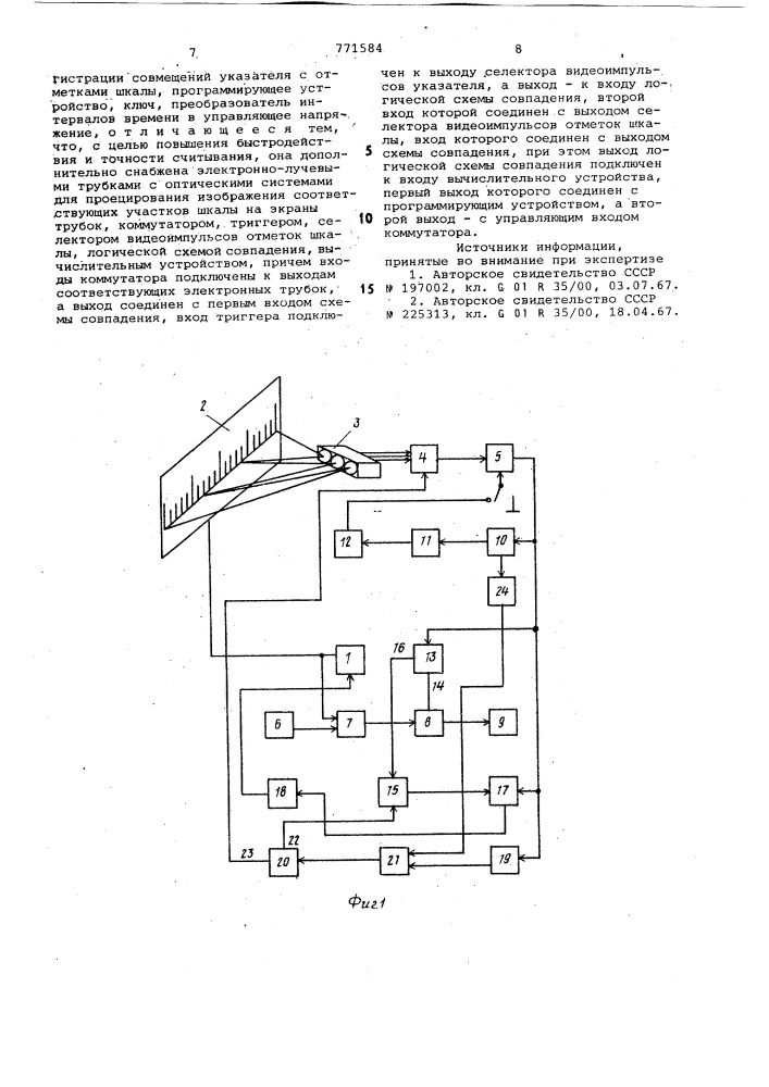 Установка для поверки измерительных приборов (патент 771584)