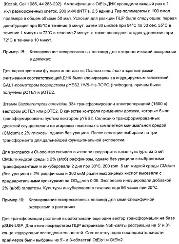 Способ получения полиненасыщенных жирных кислот в трансгенных растениях (патент 2449007)